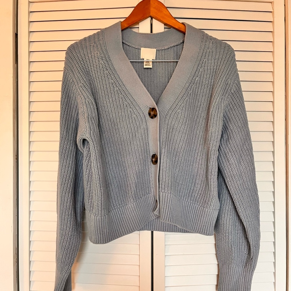 H&M Light Gray Button-Up Cardigan
